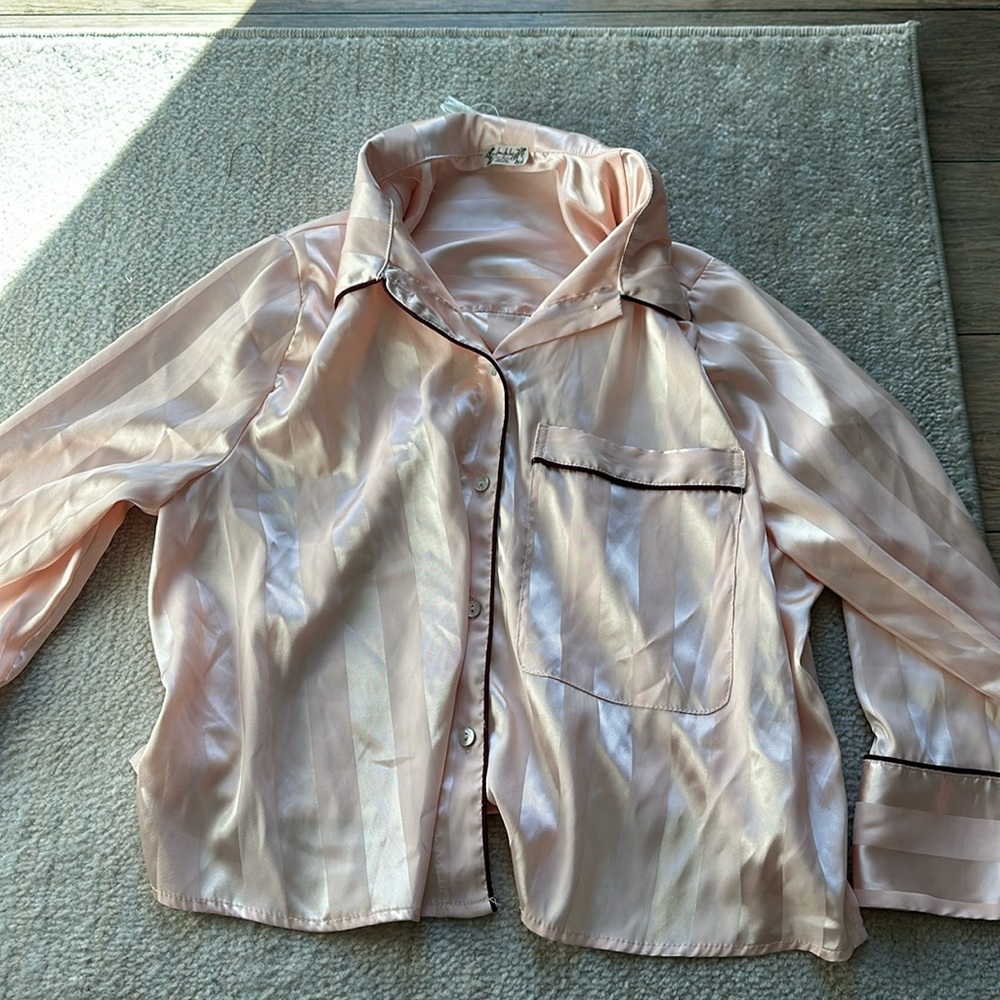 Pink free people pajama shirt